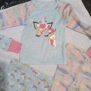 💚 NWT Betsey Johnson 4 pc Multicolor Soft Sleepwear sets Top/Pants 18 M